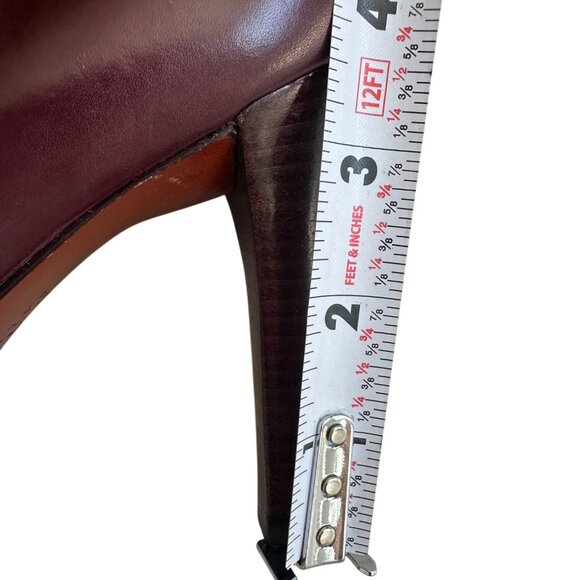 LAUREN RALPH LAUREN Burgundy Brown Tone Leather Booties Heels Size 8 - Picture 6 of 8